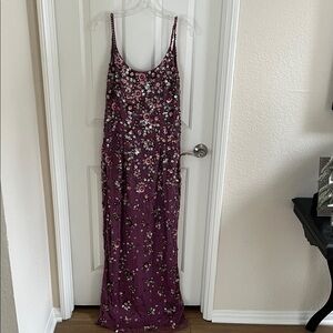 Mac Duggal Floral Maxi Dress in Plum and Pink